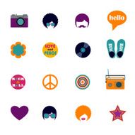 set of hippie flat icons