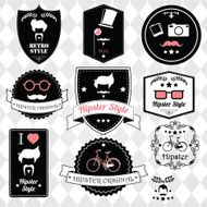 Collection of vintage hipster badges labels and stamps vector illustration N4
