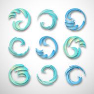 set of abstract blue wave pattern for design