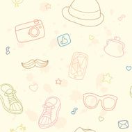 Hand drawn pattern with hipster accessory N2