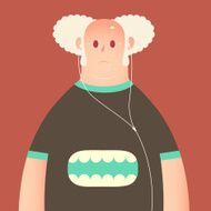 teeth tshirt mp3 listener character illustration