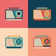 Colorful set of retro tape recorders