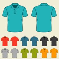 Set of templates colored polo shirts for men