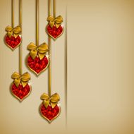 Hearts from ribbon Valentine&#039;s day background N3