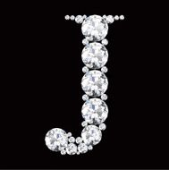 diamond letters with gemstones isolated on black N20
