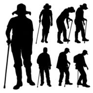 Vector silhouette of old people N29