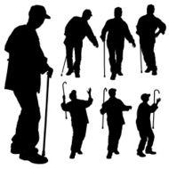 Vector silhouette of old people N30