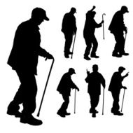 Vector silhouette of old people N31