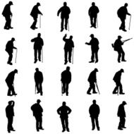 Vector silhouette of old people N32
