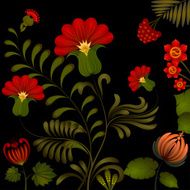 Petrikov painting Traditional Ukrainian national floral ornamen