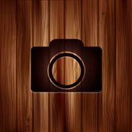Photo camera icon Photography Wooden texture N4