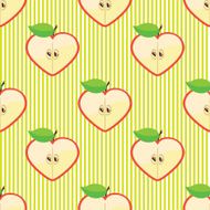 Heart of apples in seamless pattern on strips background N2