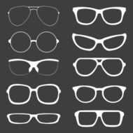 Vector Set of white Glasses Silhouettes