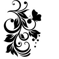 Black and white abstract flower leaves butterfly - Illustration
