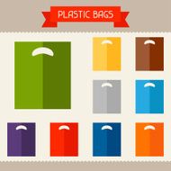 Plastic bags colored templates for your design in flat style