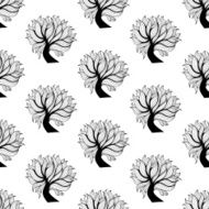 Seamless pattern background black and white tree N2