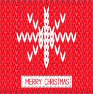 Knitted sweater vector red pattern with word snowflake Merry C