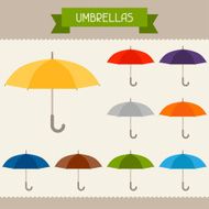 Umbrellas colored templates for your design in flat style