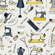Sewing tools vintage seamless pattern