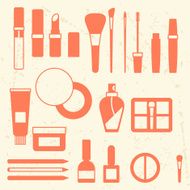 Set of cosmetics icons in flat style