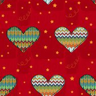 Bright festive background with knitted hearts