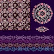 Set of decorative elements in oriental style (vector) N5