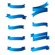 Set of blue ribbons isolated on white background