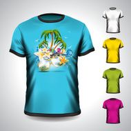 t-shirt set on a summer holiday theme with palm trees