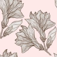 Vector hand drawn seamless pattern in retro style