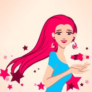 Background with girl and stars