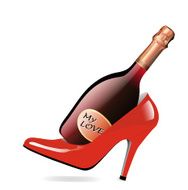 Red high heels with champagne