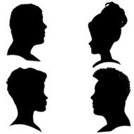 Vector silhouettes of different faces N11