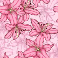 seamless background with pink lily