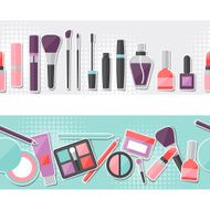 Seamless background with cosmetics sticker icons