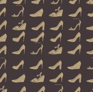 Seamless lady&#039;s shoes dark pattern Brown and beige colors