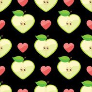 Heart of apples in seamless pattern on hearts background N2