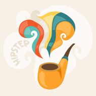 Design with smoking pipe in hipster style
