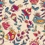 Seamless texture with flowers and birds N30