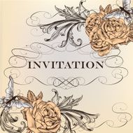 Elegant vector invitation card with roses N2