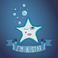 Illustration starfish ribbon and slogan N2