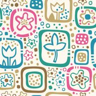 Seamless floral pattern summer template with abstract flowers