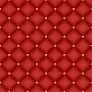 Seamless glam dark red velvet quilted background with golden pins
