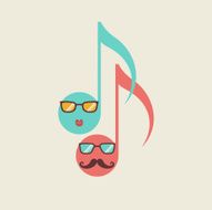 Musical hipster icon with notes