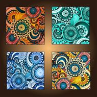 Set of four decorative ornamental ethnic cards in vector N3