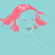 Beautiful woman face hand-drawn portrait illustration