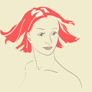 Beautiful woman face hand-drawn portrait illustration N2