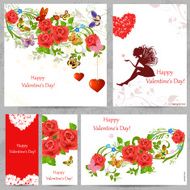 Set of romantic greeting cards Happy Valentine&#039;s Day N3
