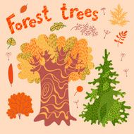 Forest trees bushes leaves