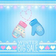 Mittens Sale Winter Illustration