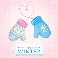 Mittens Happy Winter Illustration